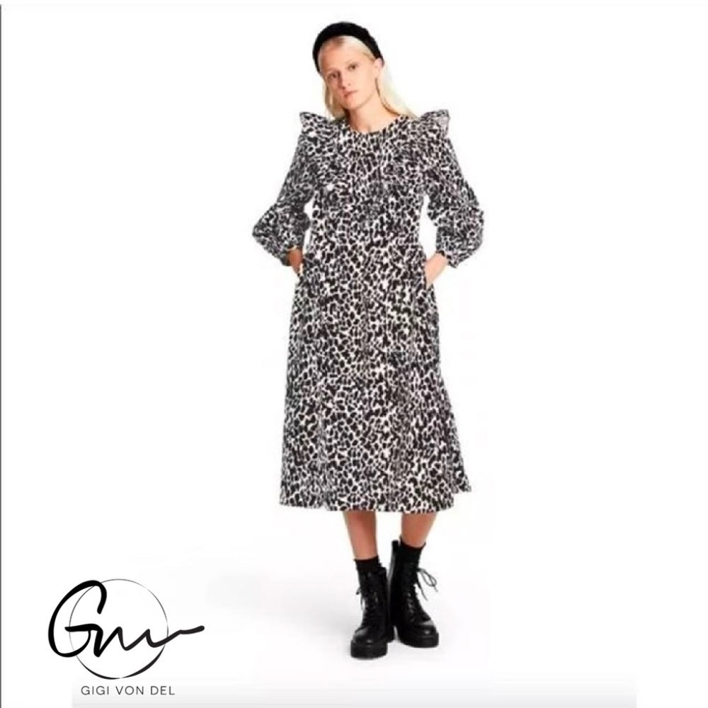 Sandy Liang for Target black and white leopard print dress XS NWOT,  (fit S-M)